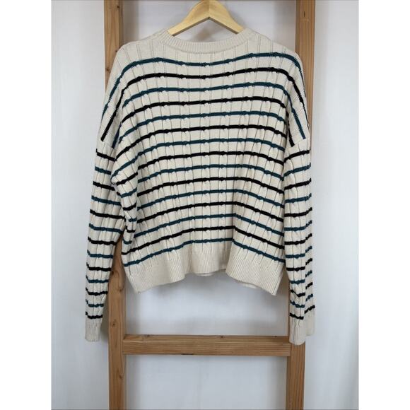 NWT Apricot Ivory Striped Long Sleeve Cropped Cable Knit Sweater #1405 Size XXL - Picture 5 of 7